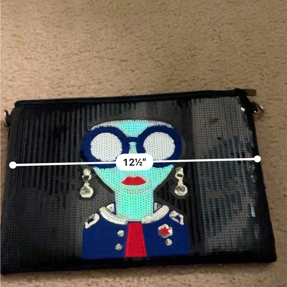 Cartoon Woman Sequin Envelope Clutch - Picture 5 of 5